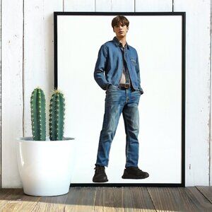 Rock & Republic Blue Wash Distressed Neil Straight Jeans 36/29